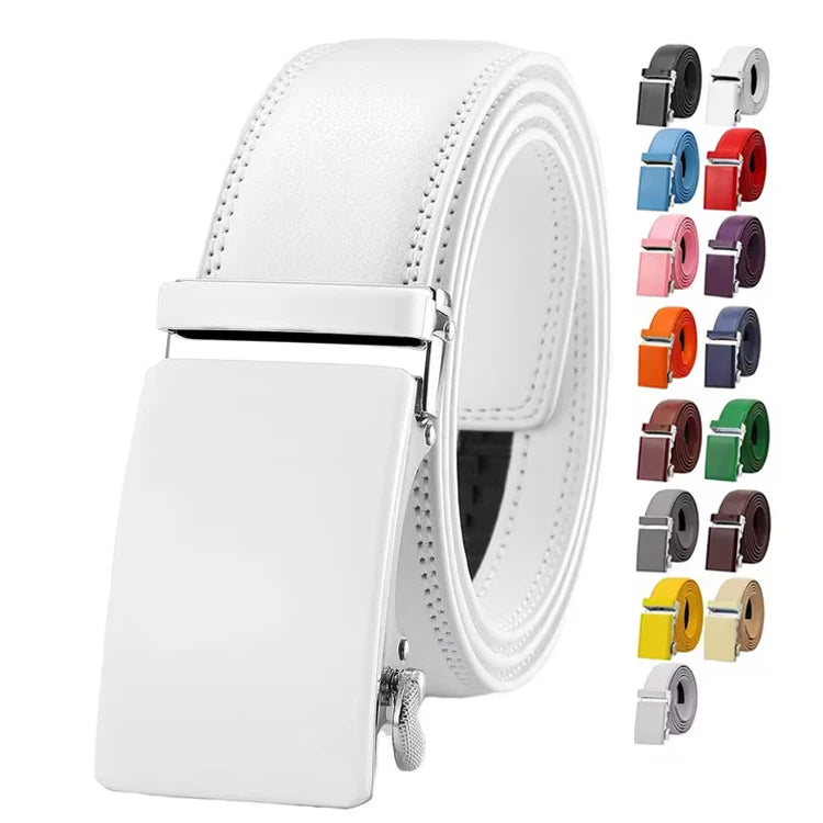 LannyQveen Factory Cowboy Western Style Men's Fashionable Ratchet Automatic Alloy Buckle 3.5cm Width 110-130cm Length Belt