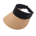 Women Straw Sun VisorFoldable Ponytail Summer Beach HatWide Brim Summer UV Protection Beach Cap