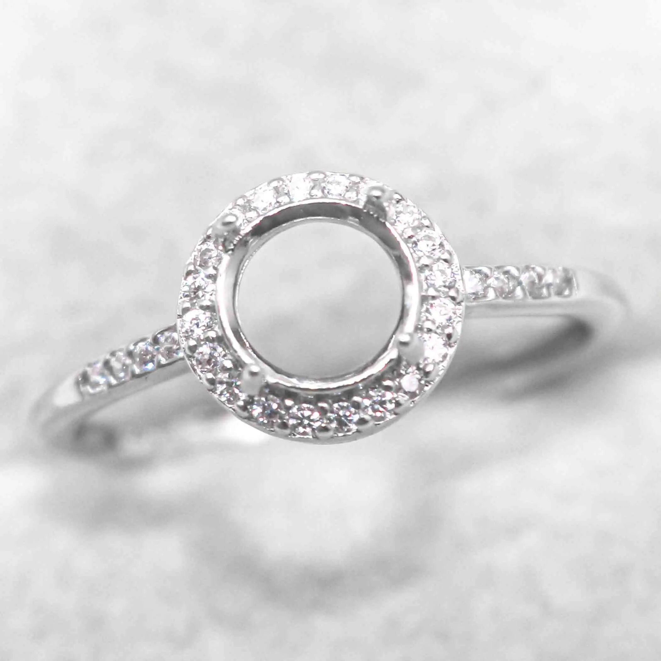 Semi Mount 4mm-10mm Sterling Silver Ring Frame Empty Blank Support Claws Setting S925 Base Without Center Stone for Inlay DIY