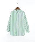 Wholesale Custom Comfortable Casual Plus Size Shirt Long Sleeve Striped Loose Women's Blouses & Shirts