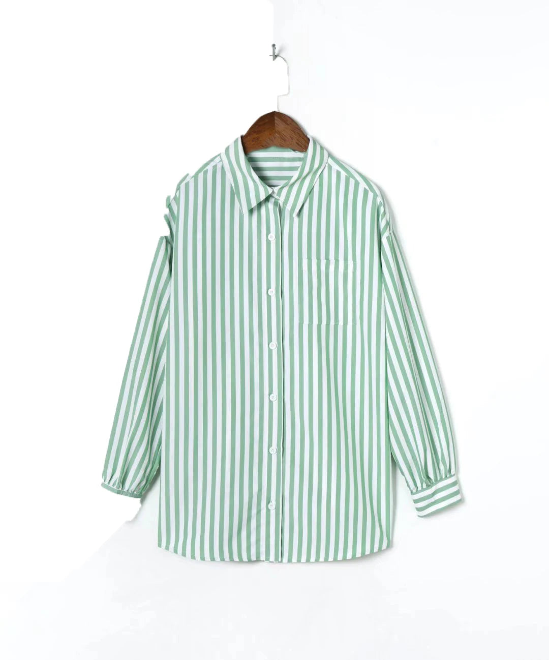 Wholesale Custom Comfortable Casual Plus Size Shirt Long Sleeve Striped Loose Women's Blouses & Shirts