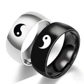 Wholesale Black Silver Stainless Steel Ring Yin Yang Pattern Rings Matching Couple Rings for Women Men