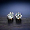Fine Jewelry Women 925 Sterling Silver 0.6cm Zirconia Brilliant Snowflake Creative Shiny Star Stud Earring