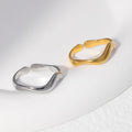 SC Popular Creative Geometric Stainless Steel Rings Trendy Gold Silver Plated Rings Fashion Couple Wave Rings for Couple