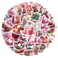 2023 Newly 50PCS Aesthetic Delicate Ornaments Cartoon pink Christmas Sticker