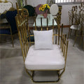 Luckygoods  High Back Stainless Steel Frame Gold Dining Wedding Chairs for Sale  CY210511-1