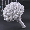 Ychon Luxury Jewelry Wedding Bridal Bouquet Pearls Decorated Rose Flower Pearl Bridal Holding Wedding Bouquet