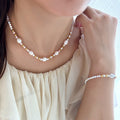 Natural Stone Baroque Pearl Stainless Steel Jewelry Set Handmade Chain Stylish Beads Jewelry Bijoux Women