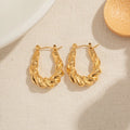 Stainless Steel Hollow Croissant Twisted Thick Hoop Earrings Chunky Waterproof Summer Earring