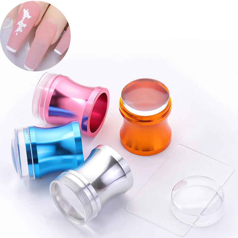 Nail Supplies DIY Nail Art Stamper With Scrapers OEM Clear Silicone Nail Stamper