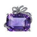 Precious Rhodium Plated 925 Silver Jewelry Natural Amethyst Bow Pendant for Women Birthday Gift