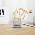 Mini Air Freshener Empty Bottle Wooden Cap Blue Hanging Car Fragrance Perfume Crystal Essential Car Glass Box Refillable Cap Oil