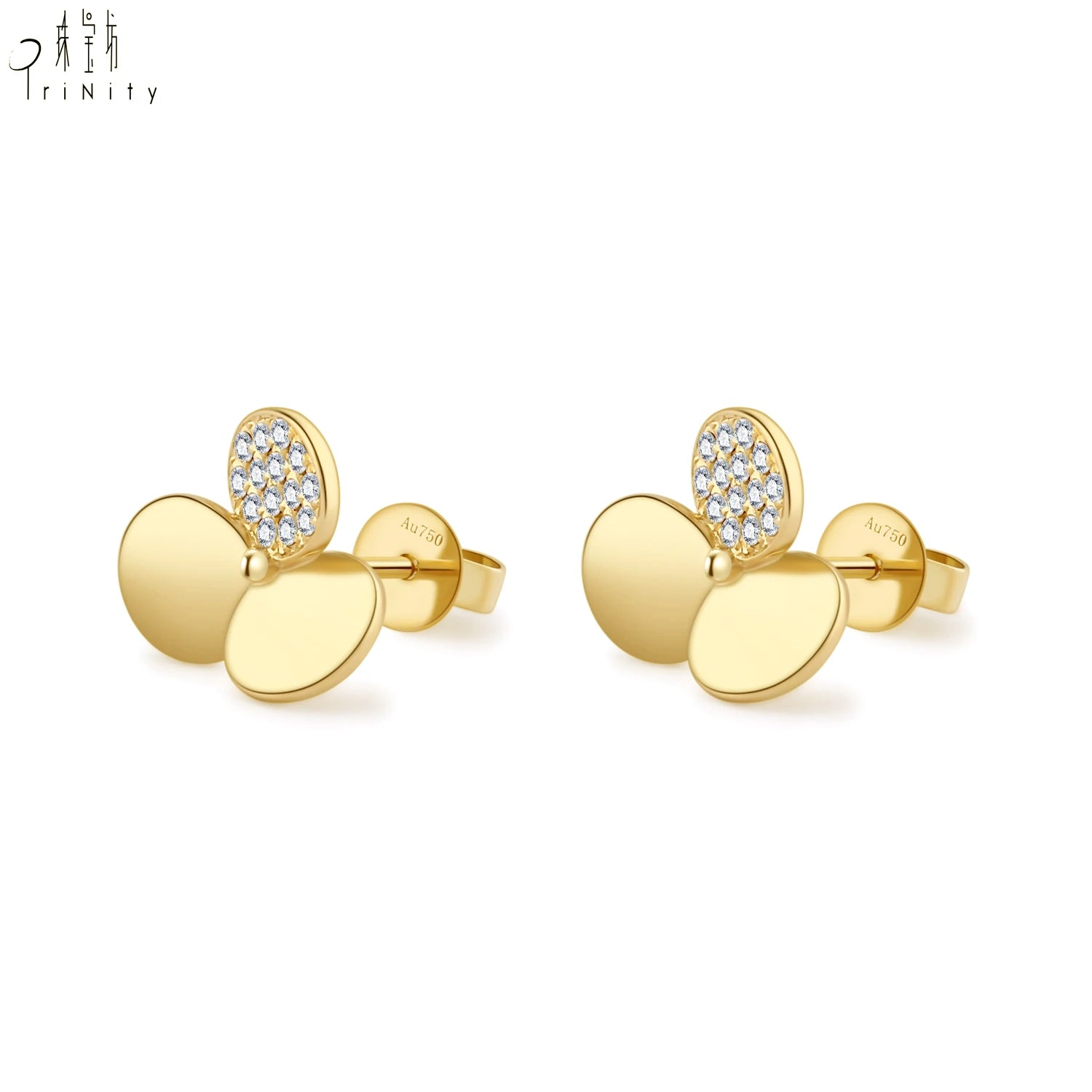 Best Seller Lucky Clover Design Everyday Wear Earrings Jewelry Natural Diamond 18K Solid Yellow Gold Hand Crafted Earrings