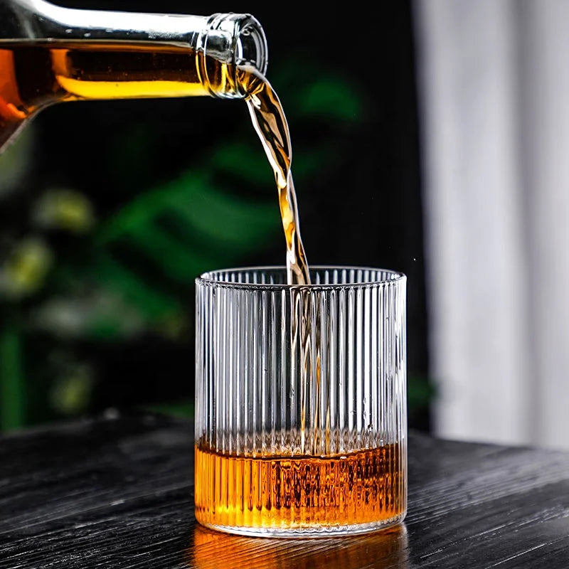 Japanese-Style  Whisky Glass Vertical Lines Coffee Cup Transparent Beer Mug Drinking Glass for Juice 2022 Hot Selling