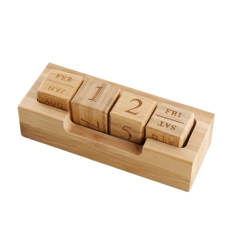 Vintage Wooden Perpetual Calendar   Day Countdown Calendar  Perpetual Date Desk Calendar Blocks