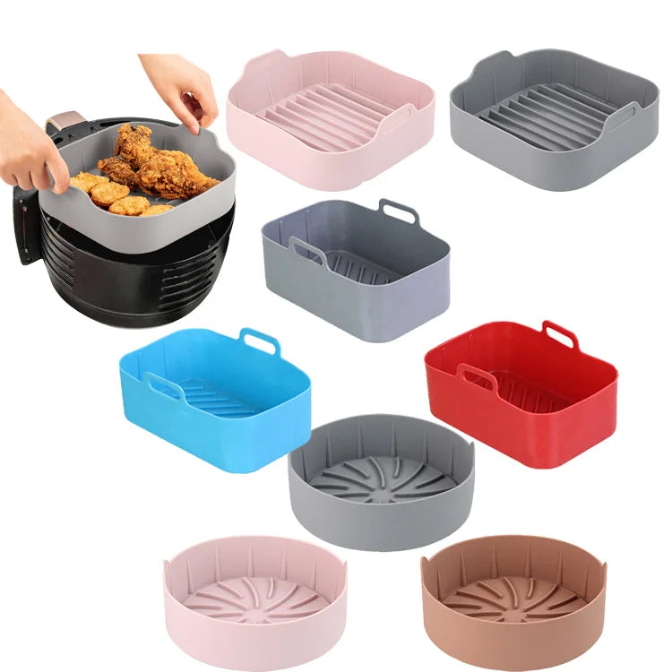 Reusable Air Fryer Silicone Pot Basket Replacement of Parchment Paper Liners Easy Cleaning Oven Accessories