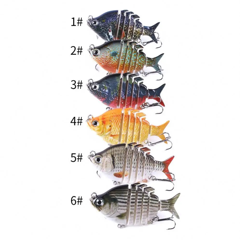 Topline Tackle 3D Eyes Minnow Lure Fishing Artificial Multi Segments Slow Sinking 6 S-Wave Swimbait Hard Plastic Jointed Bait
