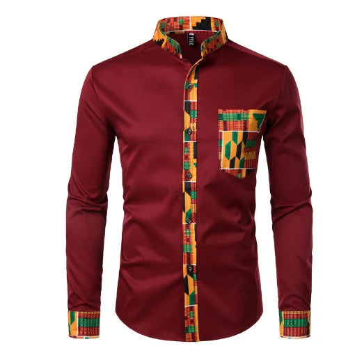 Hot Selling Men's Long Sleeve Casual Shirts Custom Designer Slim Fit Chemise Pour Homme with Printed Pattern