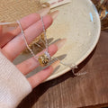 Simple Contrast Color Double Ring Necklace for Women Light Luxury High-end Clavicle Chain Cold Style Sweater Chain Accessories