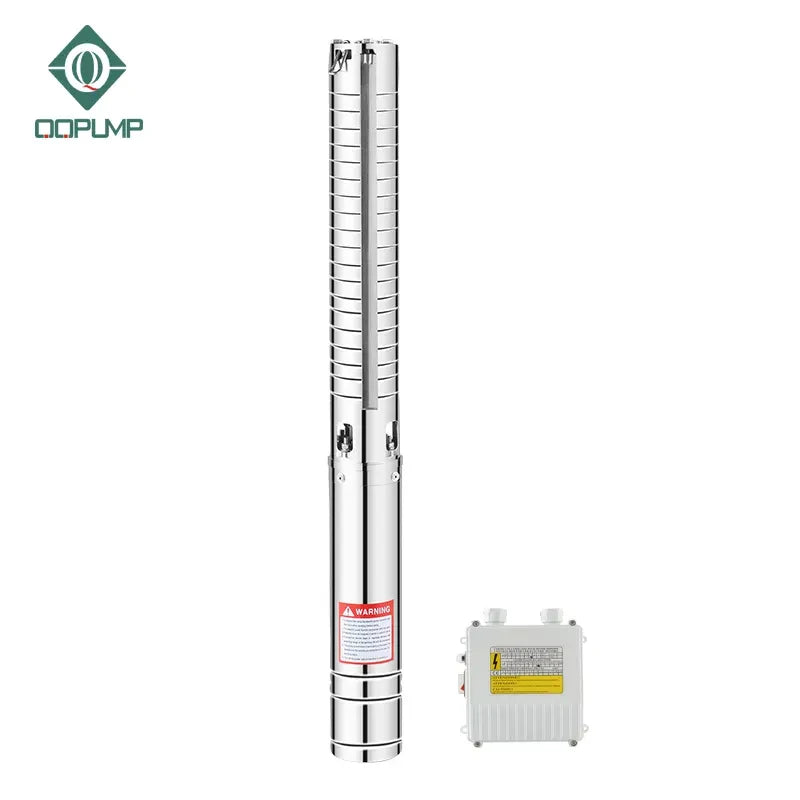 QQPUMP Bomba Sumergible 380V Three Phase Small Stainless Steel Submersible Deep Well Water Dc Pump