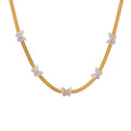 Custom Fashion Jewelry 18k Gold Plated Women Stainless Steel Shell Butterfly Necklace Snake Chain Choker Necklace