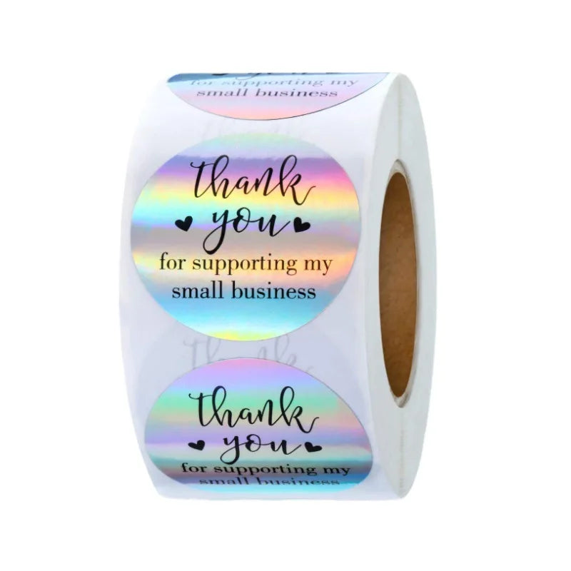Wholesale 3D Hologram Logo Adhesive Vinyl Sticker Personalizado Thank You Roll Label Sticker