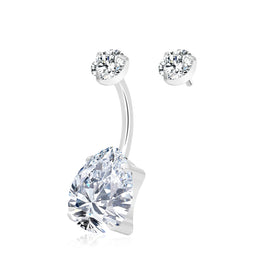 F136 Titanium Navel Ring with Teardrop CZ Prong Set Gold Plated Belly Button for Children Orthodox Style Fashion