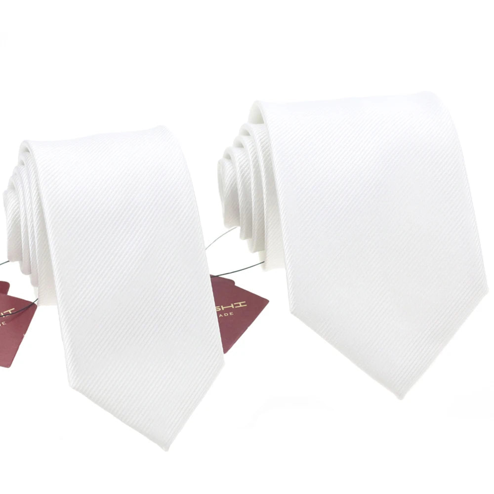 Imported White Polyester Neckties for Men 8cm 6cm Skinny Narrow Other Ties for Weddings