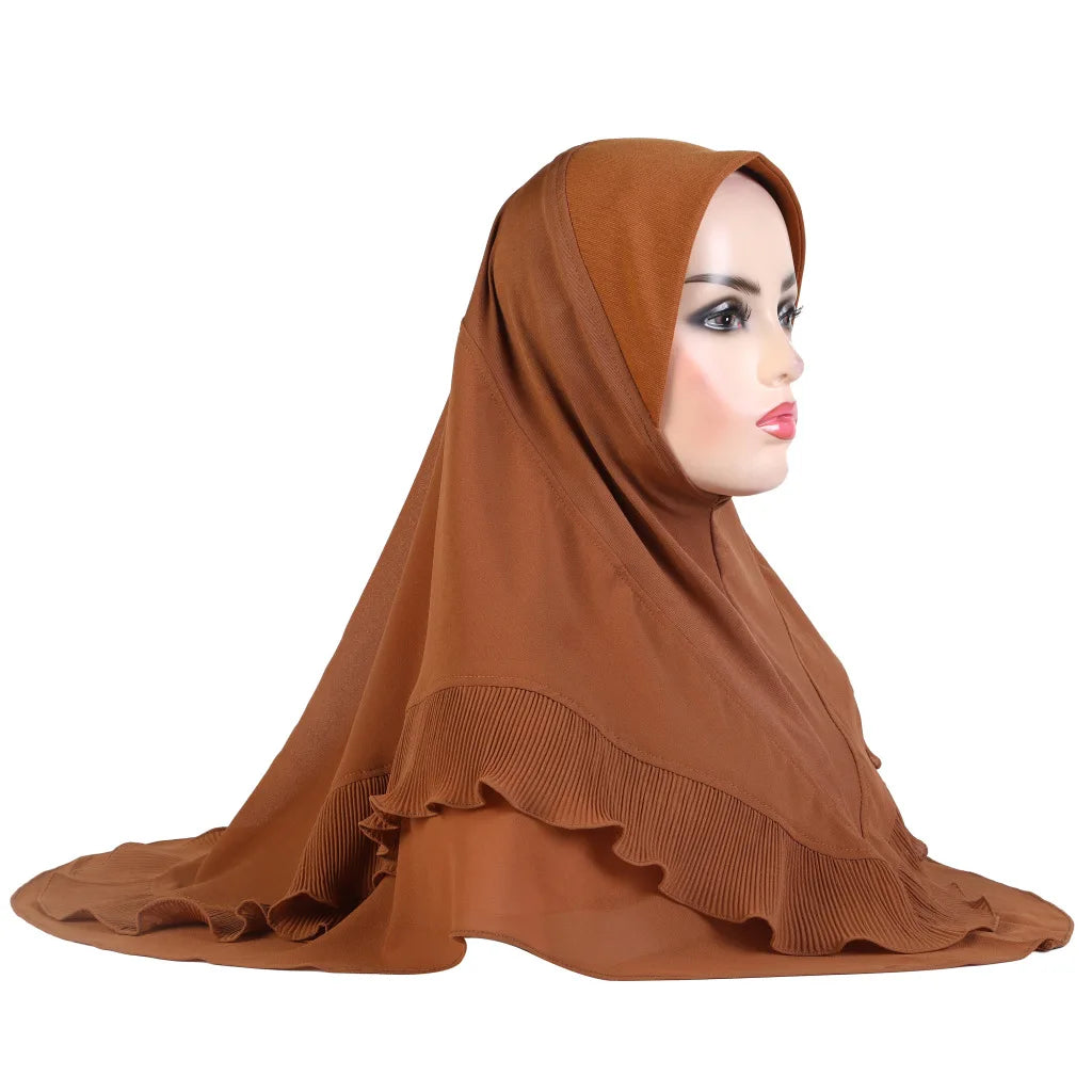 Ready to Ship Plain Color Cotton Instant Hijab Long Scarf Tassel Style Hijab for Women