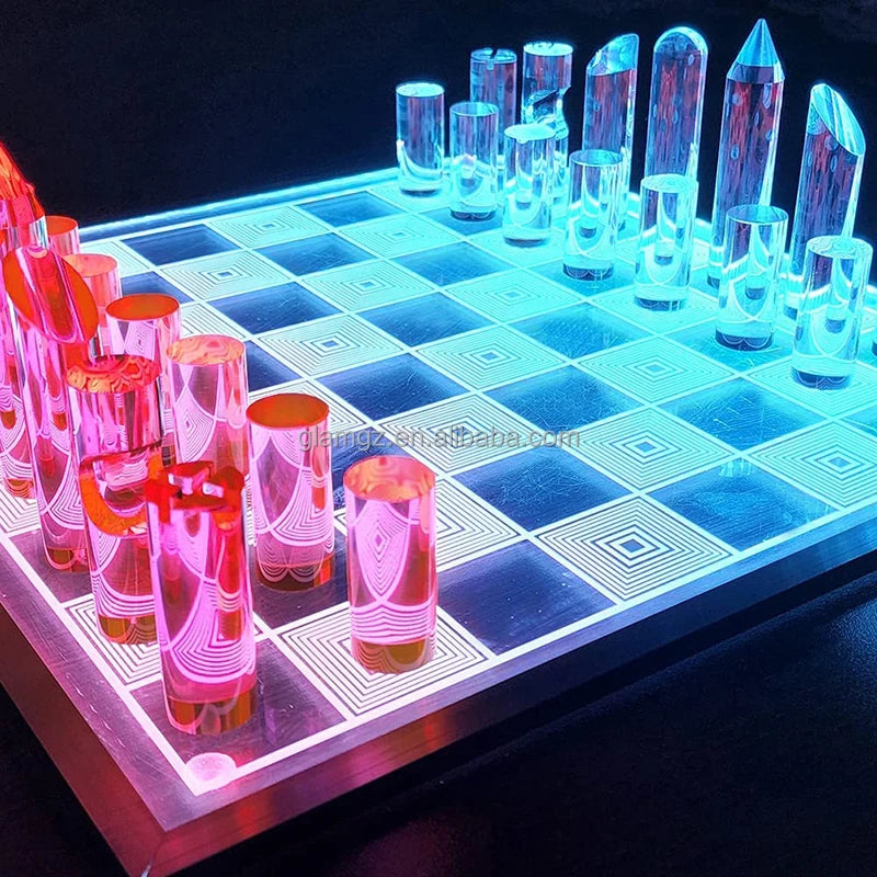 Acrylic Chess Board Set Crystal Luxury Shape Gift Kids Adult Outdoor Games Custom Color Acrylic Glass Chess
