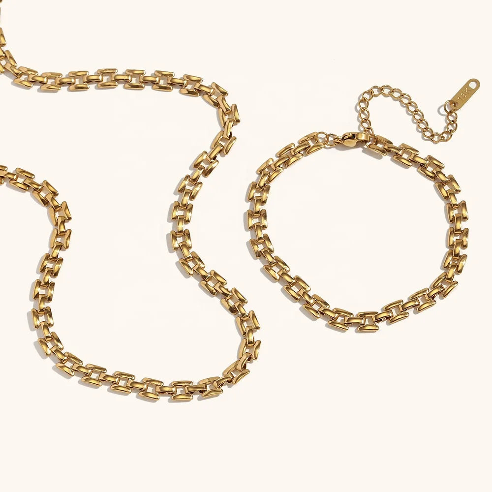 Dingran Hand Made Jewelry Set Stainless Steel Chain Necklace and Bracelet Set Wholesale