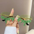 Oculos Feminino Angel Tears Handmade Diamond Sunglasses Female Disco Dancing Funny Eyewear Shades Rhinestone Sun Glasses
