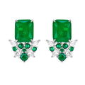 Luxury 925 Sterling Silver Emerald Earrings CZ Cubic Zirconia Earrings for Women