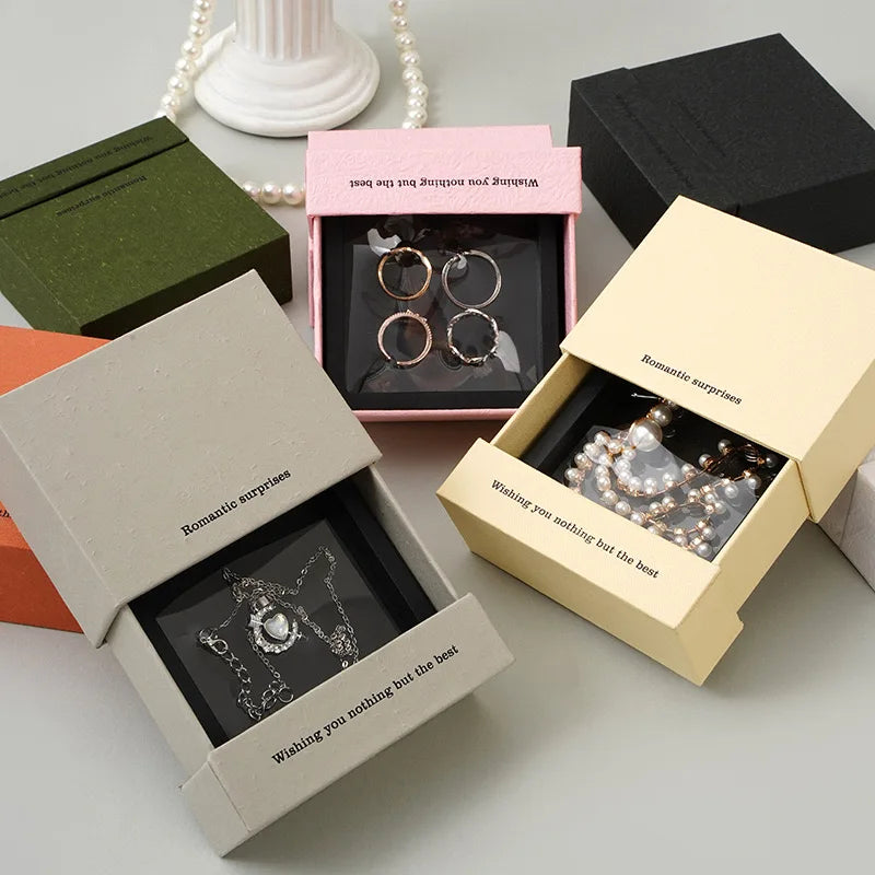 Wholesale Cardboard Paper Jewelry Storage Gift Boxes PE Film Jewelry Drawer Box