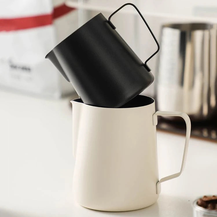 White Stainless Steel Breasta Milk Frothing Pitcher for Barista Coffee Steaming Manufacturer's Milk Frother Latte Espresso Cup
