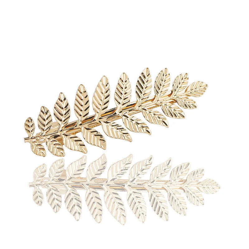 Hot Sale Wholesale Gold Color Leaf Shape Metal Hair Clip Metal Head Pin