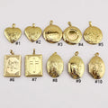 CZ8777  18k Gold Plated Vintage Style Flower Bow Pattern Oval Heart Round Allah Secret Message Book Picture Photo Locket Pendant
