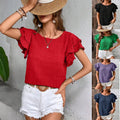 Summer Solid Color Knitted Fashion Short Sleeve T-shirt Women High Street Casual Regular Quick Dry Eco-Friendly Breathable