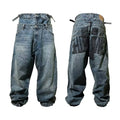 High Quality Custom Men's Baggy Cargo Pants Punk Style Denim Wide Leg Boyfriend Streetwear Button Decoration Hip Hop for Spring