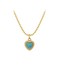 Latest 18K Gold Plated Stainless Steel Jewelry Bead Chain Natural Stone Heart Pendent for Women Accessories Necklace P233423