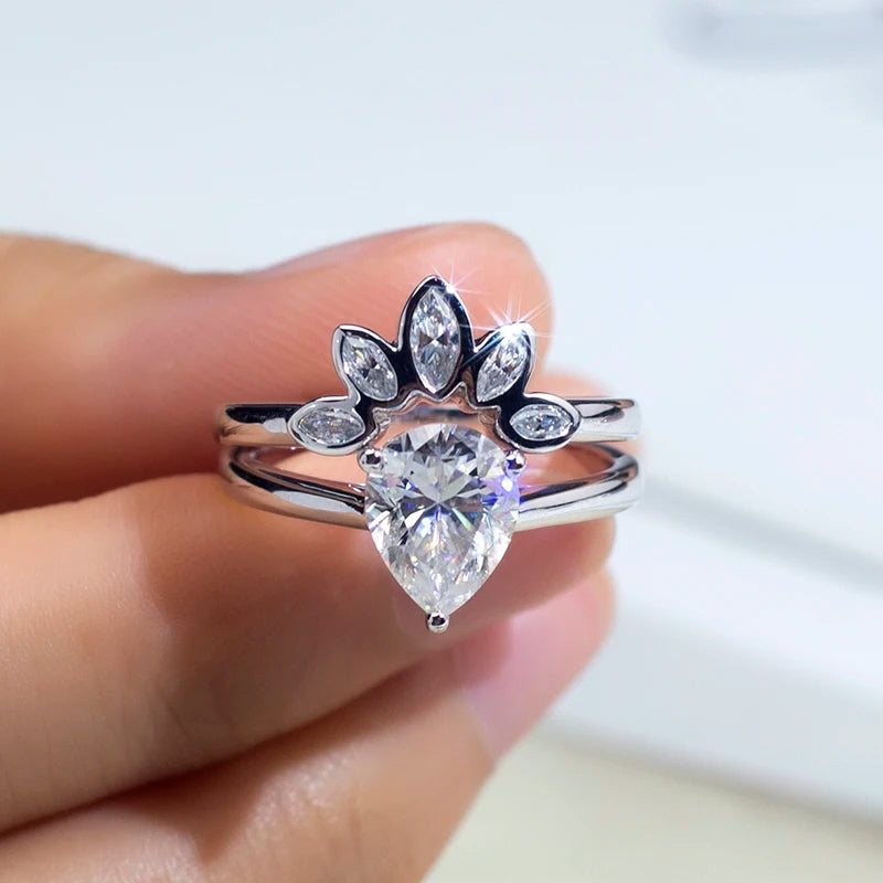 Messi Gems MSR-1528 PT950 Pear Shape Lab Grown Diamond Engagement Ring