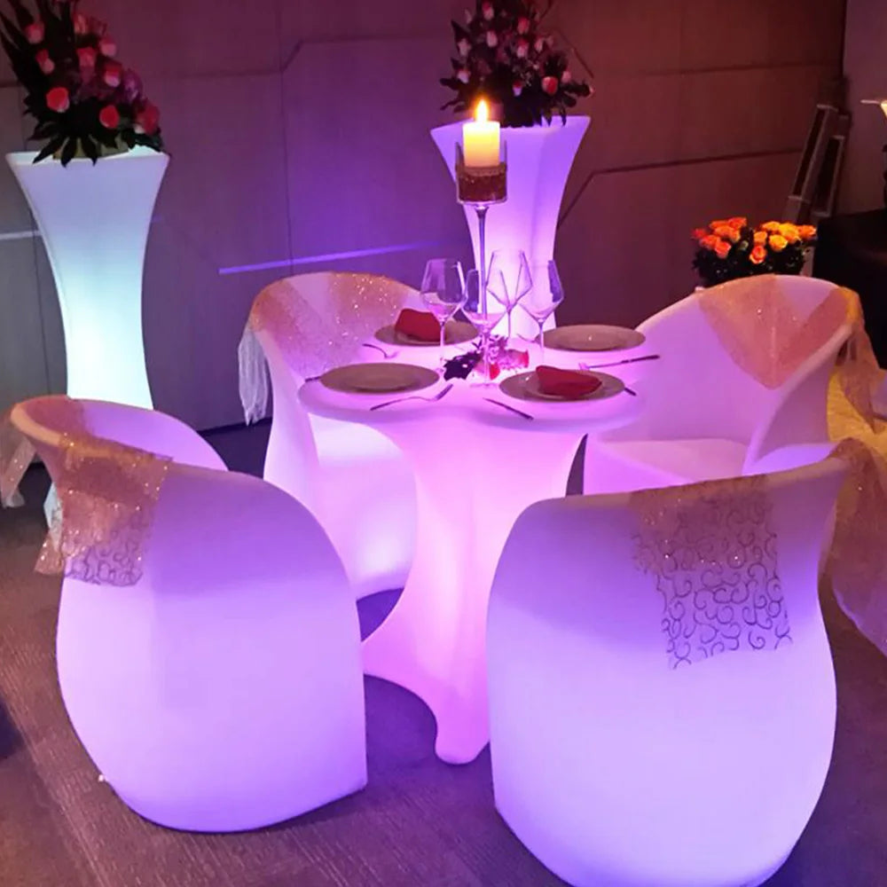 Wholesale Modern IP65 Waterproof LED Table Chair Set Bar Club Gathering Ultra Long Battery Life Hotel Home Outdoor Bar Furniture