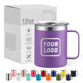 Custom logo 12oz 350ml Stainless Steel Insulated Vacuum Thermo Camping Travel Coffee Mug Tumbler with Handle and Sliding Lid