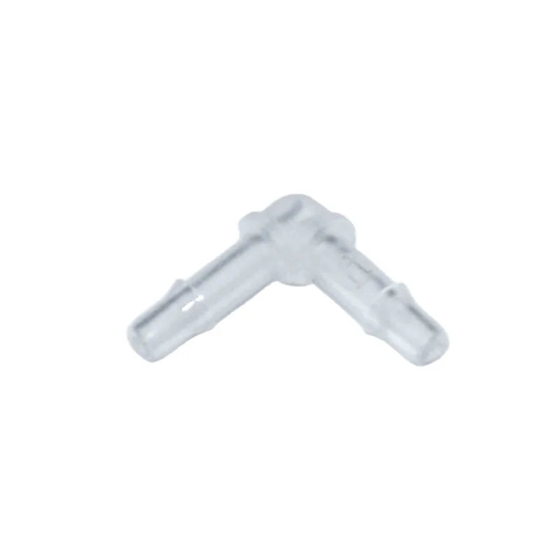 Natural PP 3/32" 2.4mm Easy Assembly Hose Barb 2 Ways L Type 90 Degree Barbed Elbow Bend Ink Tube Connector