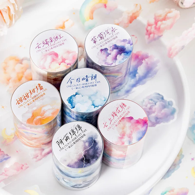 2M/Roll PET Tape a Cloud Series Cloud Theme Material Decoration Stickers