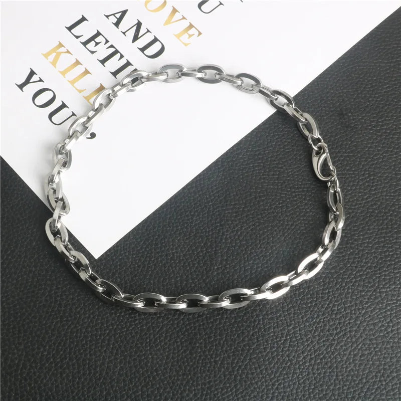European American Hip-hop Punk Hollowed O-word Necklace Titanium Steel Men's 40cm/45cm Summer 2021