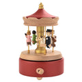 Wind-Up Solid Wood Rotating Merry-Go-Round Music Box with Happy Birthday Song for Kids' Gifts