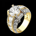Daily Wear Gold-Tone Brass Iced Out Cubic Zirconia Bling Jewelry Men Women Statement Ring