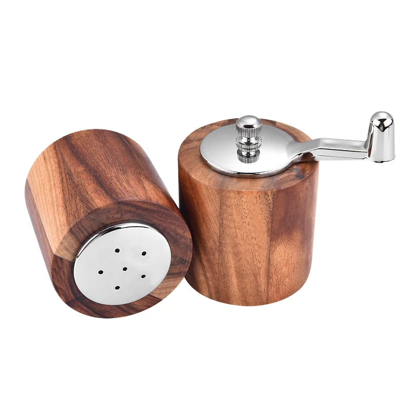 Top Sales Manual Salt & Pepper Grinder Wooden Hand Crank with Metal Handle for Home Kitchen Use