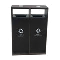 Outdoor Metal Double Compartment Trash Container Garbage Can Outside Garden Street Recycle Waste Bin Commercial Steel Dustbin